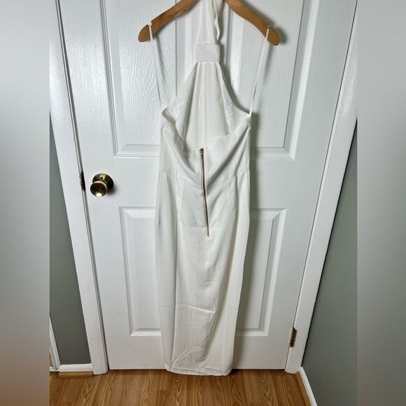 Shona Joy Revolve White Knotted Halter Sleeveless Tulip Hem Gown Ivory 4 NEW - Picture 7 of 10
